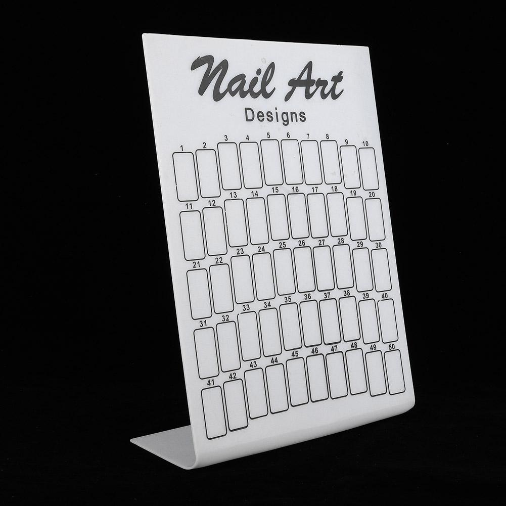 50Pcs Nail Art False Tips Chart Display Board Nailtips Polish Gel Color Card (White)