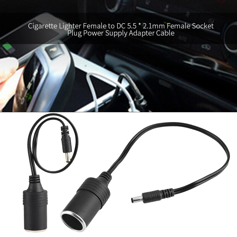 Cigarette Lighter Female to DC 5.5 * 2.1mm Female Socket Plug Power Supply Adapter Cable