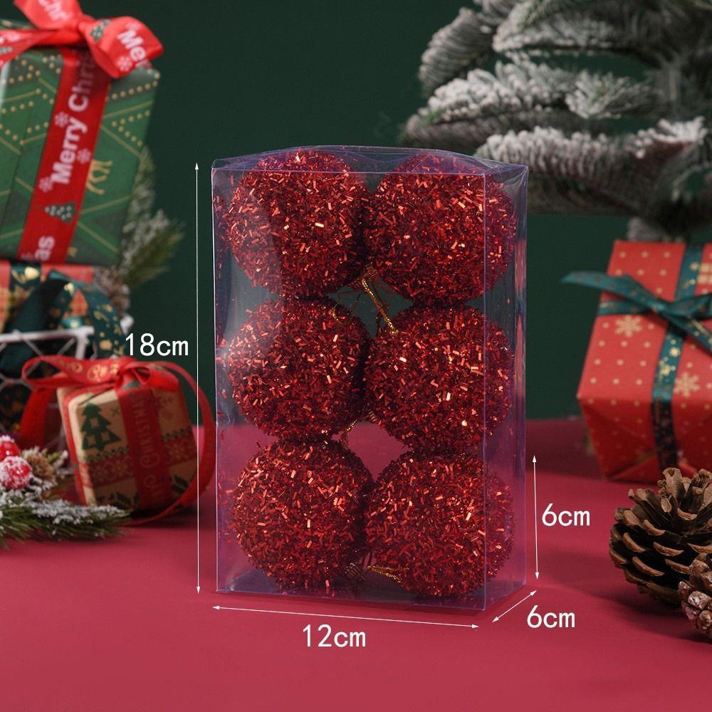 6 Stück 6cm Weihnachtskugel Weihnachtsbaumkugeln Geschenkkugel Weihnachtsbaumschmuck DIY Glänzend Weihnachtsbaum Anhänger Weihnachtsdekoration