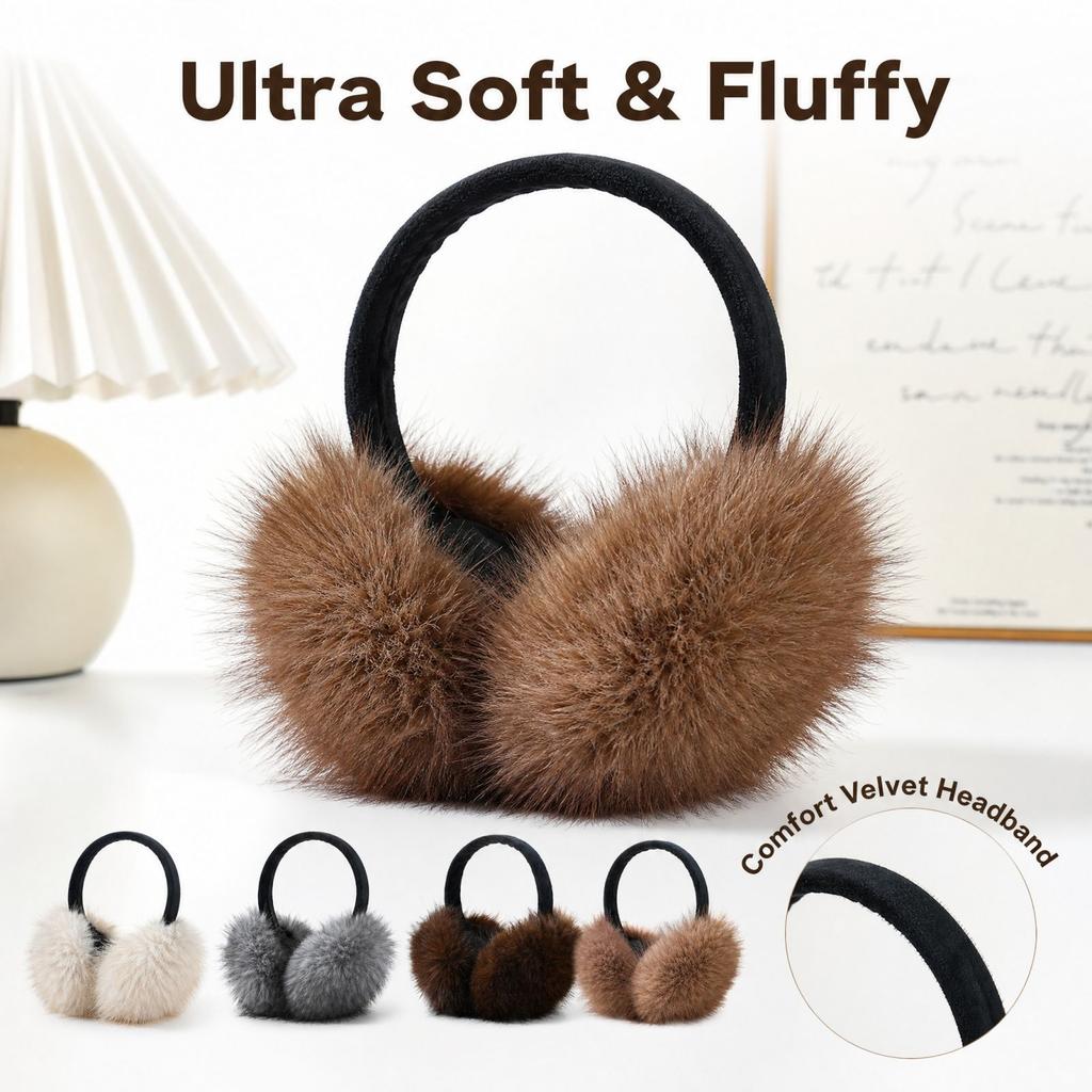 Foldable Warm Ear for Winter, Furry Ear Warmers for Women and Men, Cold Outdoor