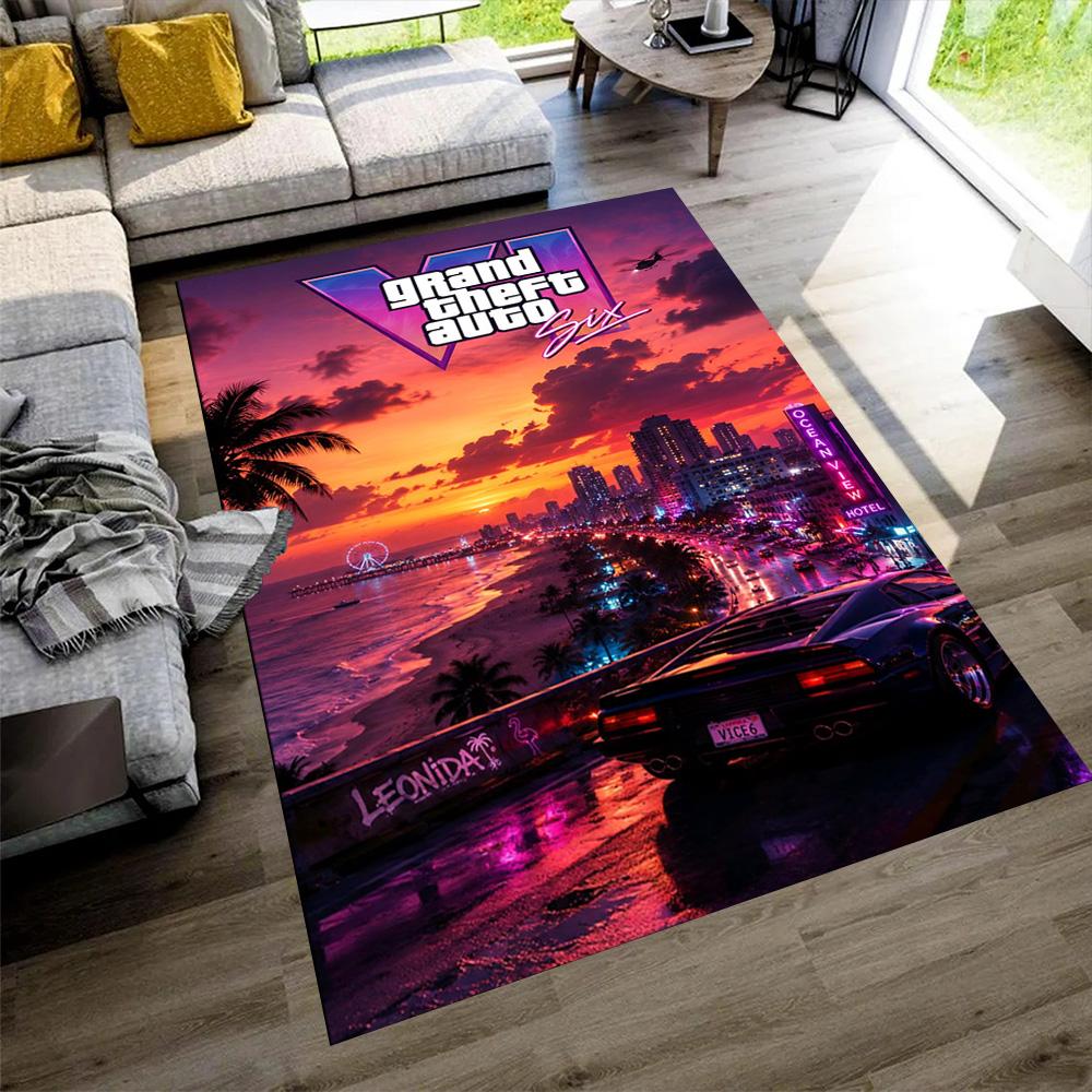 Grand Theft Auto Floor Rug Office Rug Design for Living Rooms Dining Room Bedrooms Playrooms Antislip Carpet Anime Office Decor