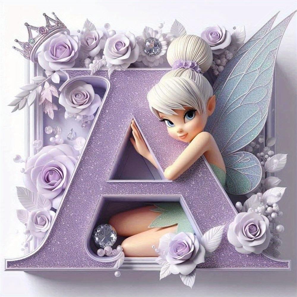 Disney Kreskówkowa Malowanie Diamentami Dzwoneczek Księżniczka 26 Liter Obrazki z Dżetów Mozaika Diamentowa Motyl Zestawy Rękodzieła Sztuka Ścienna