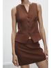 2025 Spring V-Neck Sleeveless Vest Top + A-Line Midi Skirt: European & American Style