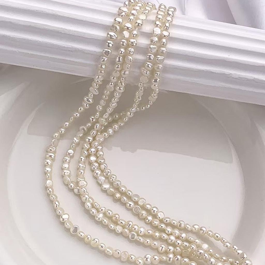 1String, White Natural Freshwater Pearls, Handmade Rice Shape Pearl Beads, 3.5-4.5mm, for DIY Necklace, Jewelry Making Crafts, Length 36 Cm