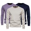Men Tops Solid Color Cotton Pullover Comfortable Anti-pilling Crew Neck Elastic Cuff