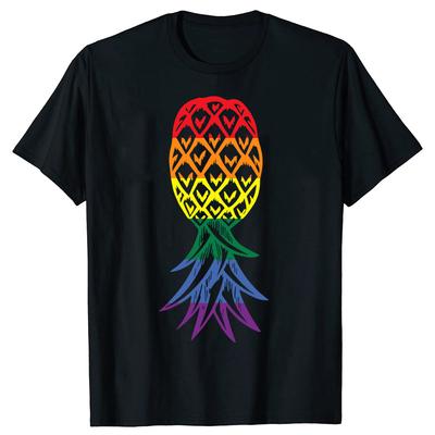 Pineapple Upside Down Rainbow LGBT Swinger Tshirts Men Womens Fashion Casual Tshirt 100 Cotton Loose Oversized T Shirt Summer