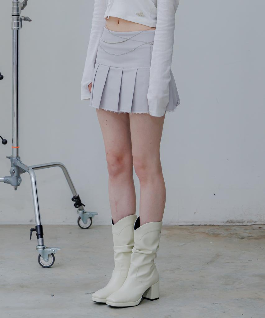 Archive Hem Frayed Pleated Skirt