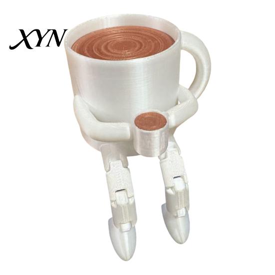 Compact Structure Sculpture 3D Printed Articulated Coffee Cup Figure, Movable Joint Desk Statue, Cute Versatile Room Decoration Bean Ornament,