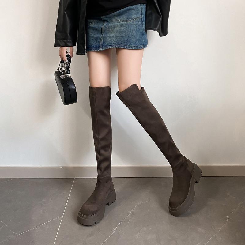 

Сапоги ботфорты, Длинные сапоги, Женские сапоги, Высокие сапоги на толстой подошве и флисе, Женская обувь 37 кофейный