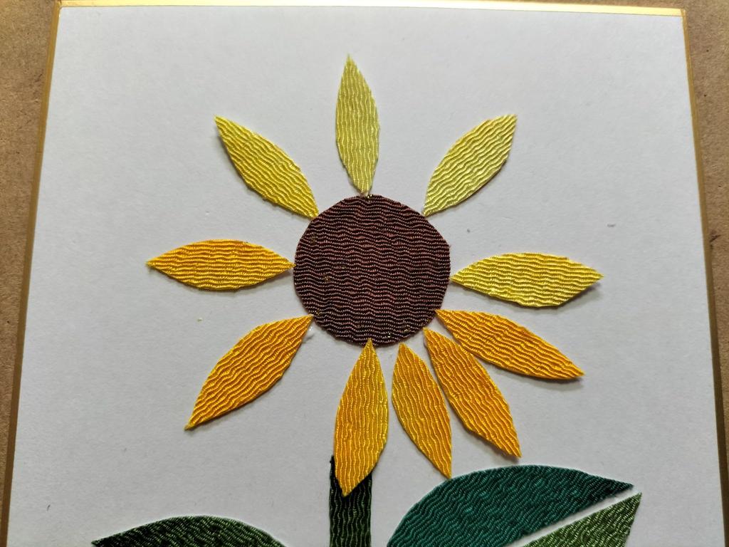 Handmade Paper Cutting Kit Chirimen Paper Collage "Sunflower"