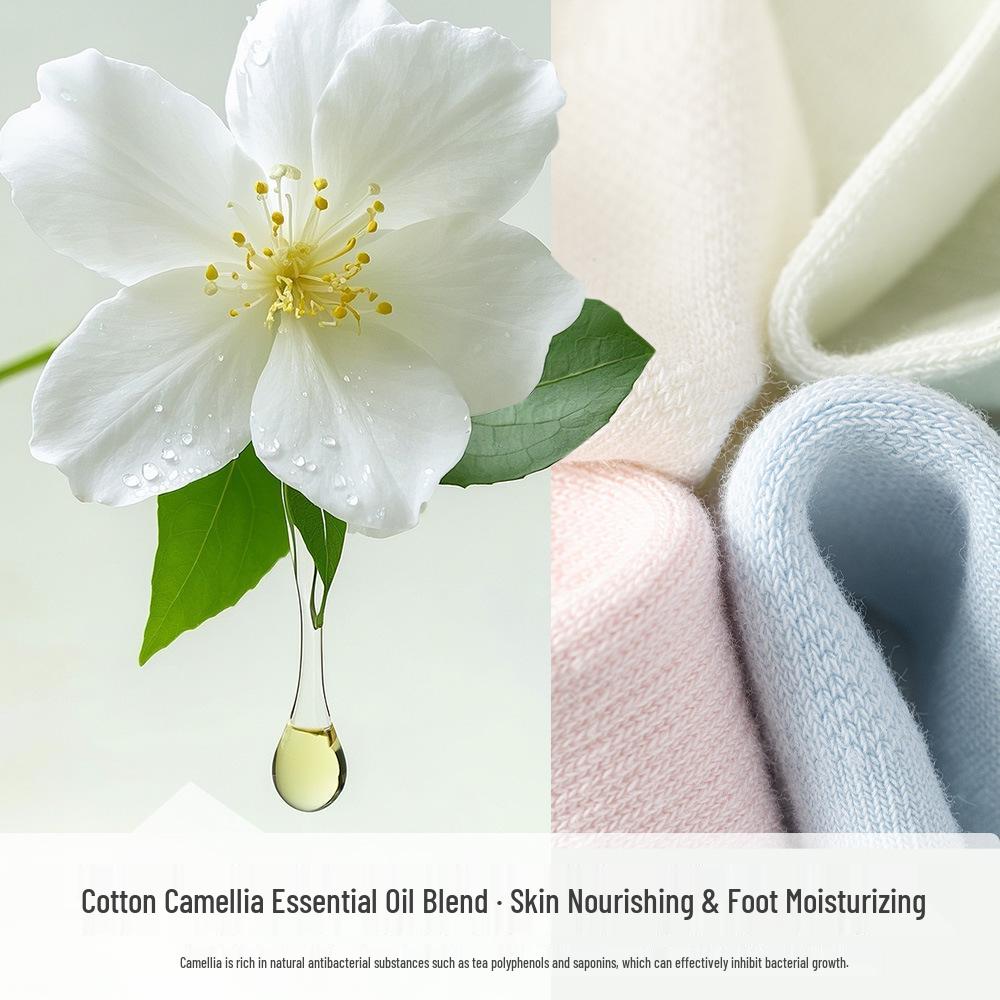 Damen Kniehohe Kamelie Antibakterielle Baumwollsocken, Hohe Elastizität, Reine Baumwolle für Frühling und Herbst.