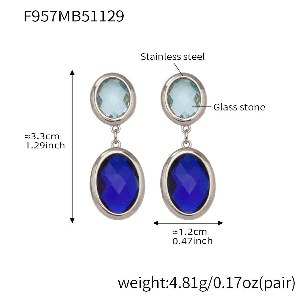 

Oval Glass Stone Stainless Steel Earrings - Elegant and Versatile Light Luxury Accessory for Ladies