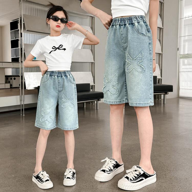 Summer Thin Pants Girls' Denim Shorts High Waisted Cropped Shorts Girls' Shorts Fashionable Outerwear
