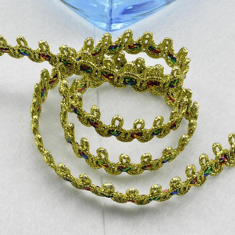 5 meters/16.4ft each pack lace sewing golden trims golden 1.0cm wide ribbons curtain curve accessory handmade DIY craft bra dress gowns decoration