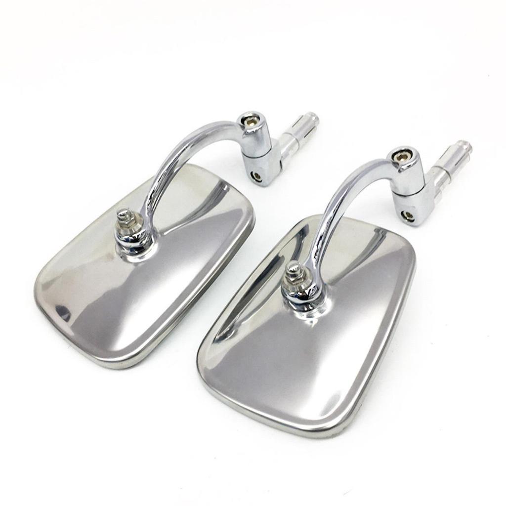Curved Rod Retro Stainless Steel Rearview Mirror for Motorcycles and Sports Cars