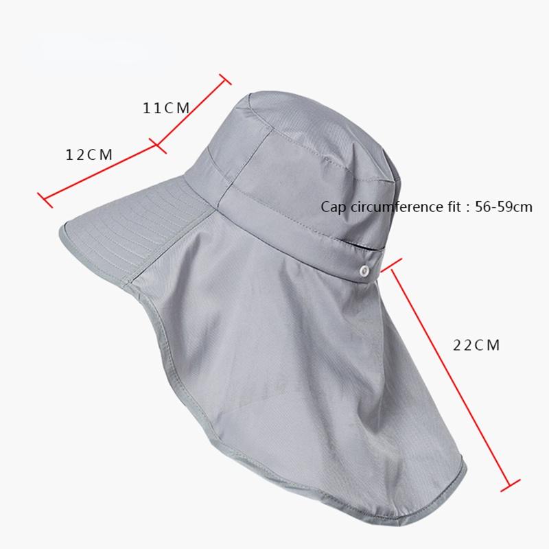 Women Snap Fastener Big Brim Hat Protection Visors Bucket Hat Sunscreen Fisherman Hats Outdoors Fishing Cap Ponytail Sun Hat