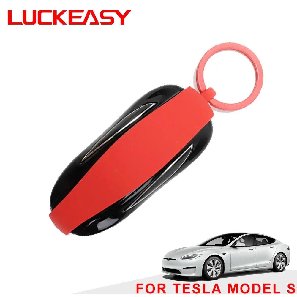 LUCKEASY for Tesla Model 3 Model S Model X 2017-2023 Beskyttende nøkkeletui Bilnøkkeletui Nøkkelhusetui Etui Deksler Tilbehør