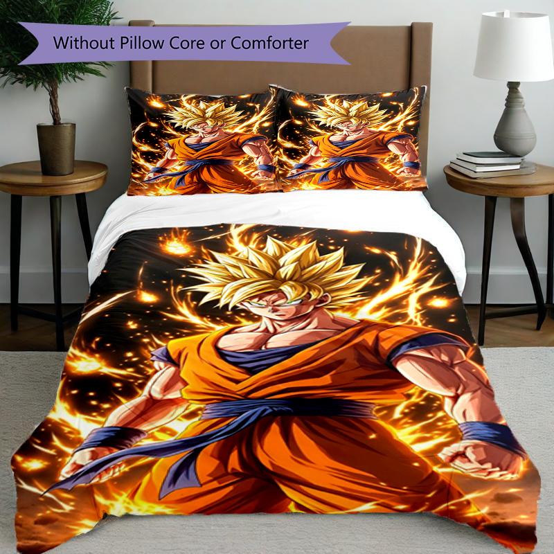 3pcs Duvet Cover Set (1*Duvet Cover + 2*Pillowcase, Without Core), DRAGON BALL Print Bedding Set, Bedroom Decor, All‑Season, Birthday Gift