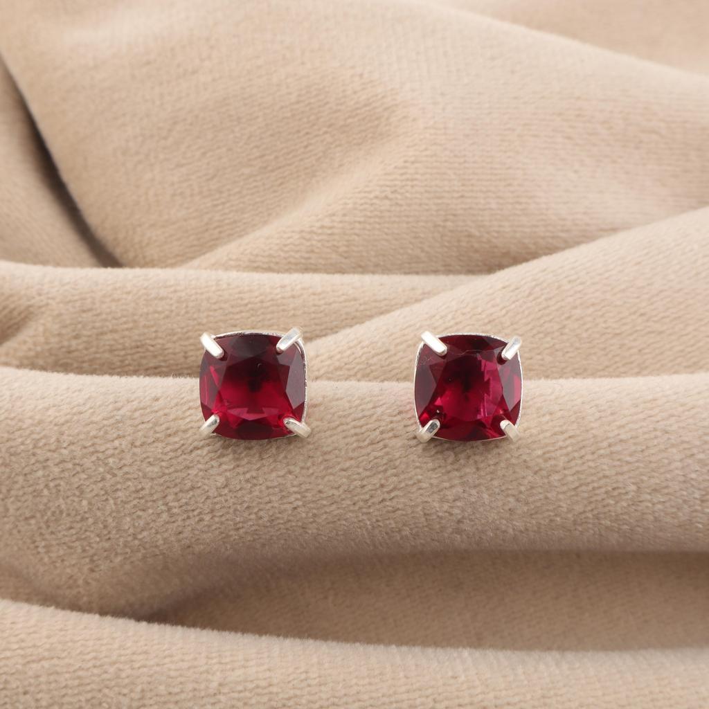 Pink Rubellite Gemstone 925 Sterling Silver Handmade Women's Jewelry Designer Minimalist Studs Earring 1" For Gift EE-181-7