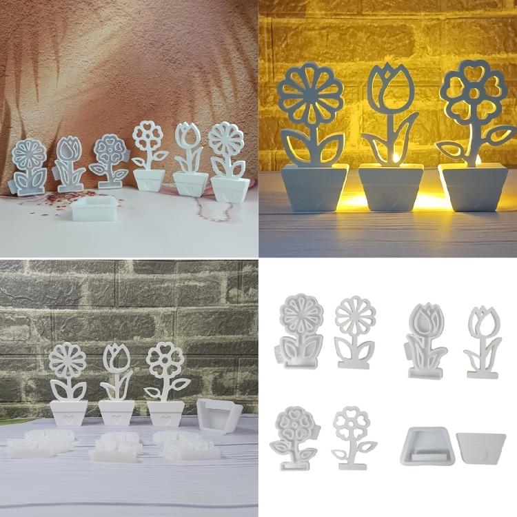 Silicone Mold for Crafting Unique Floral Decorations Flower and Flower Pot Base Sculpture Candle Making Casting Mould