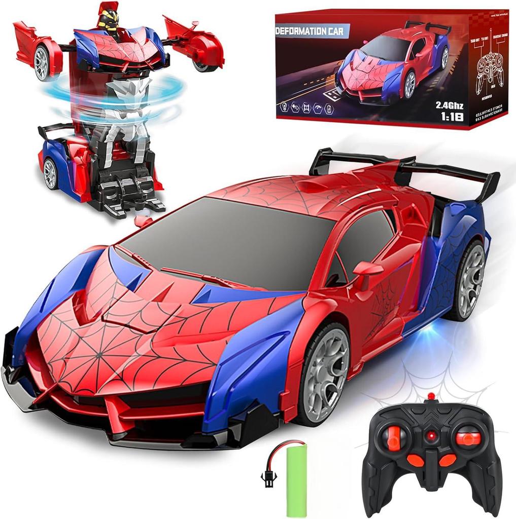 2.4G Remote Control Spider Transformer Car: Rechargeable Electric Racing & Climbing Off-Road Vehicle for Kids