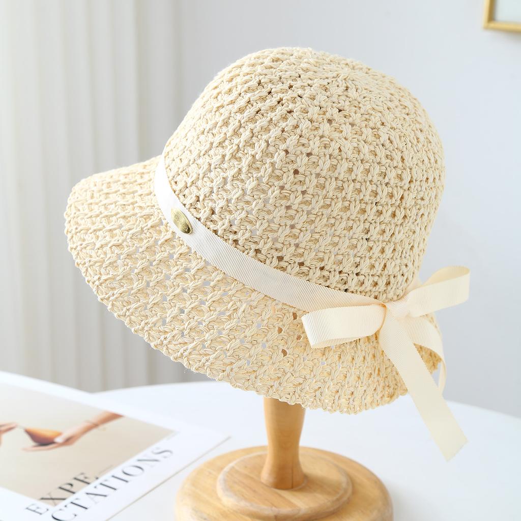 Knitted Fisherman Hat With Ribbon, Bucket Hat Spring, Summer, And Autumn, Windproof, Adult Women