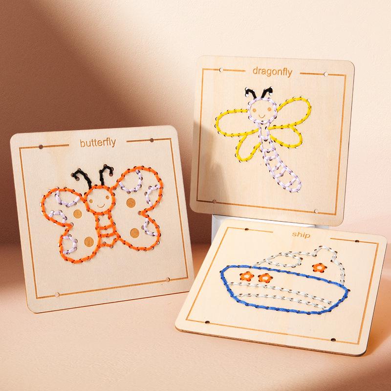 Children's Embroidery and Threading Wooden Toy - DIY Educational Set for Kindergarten