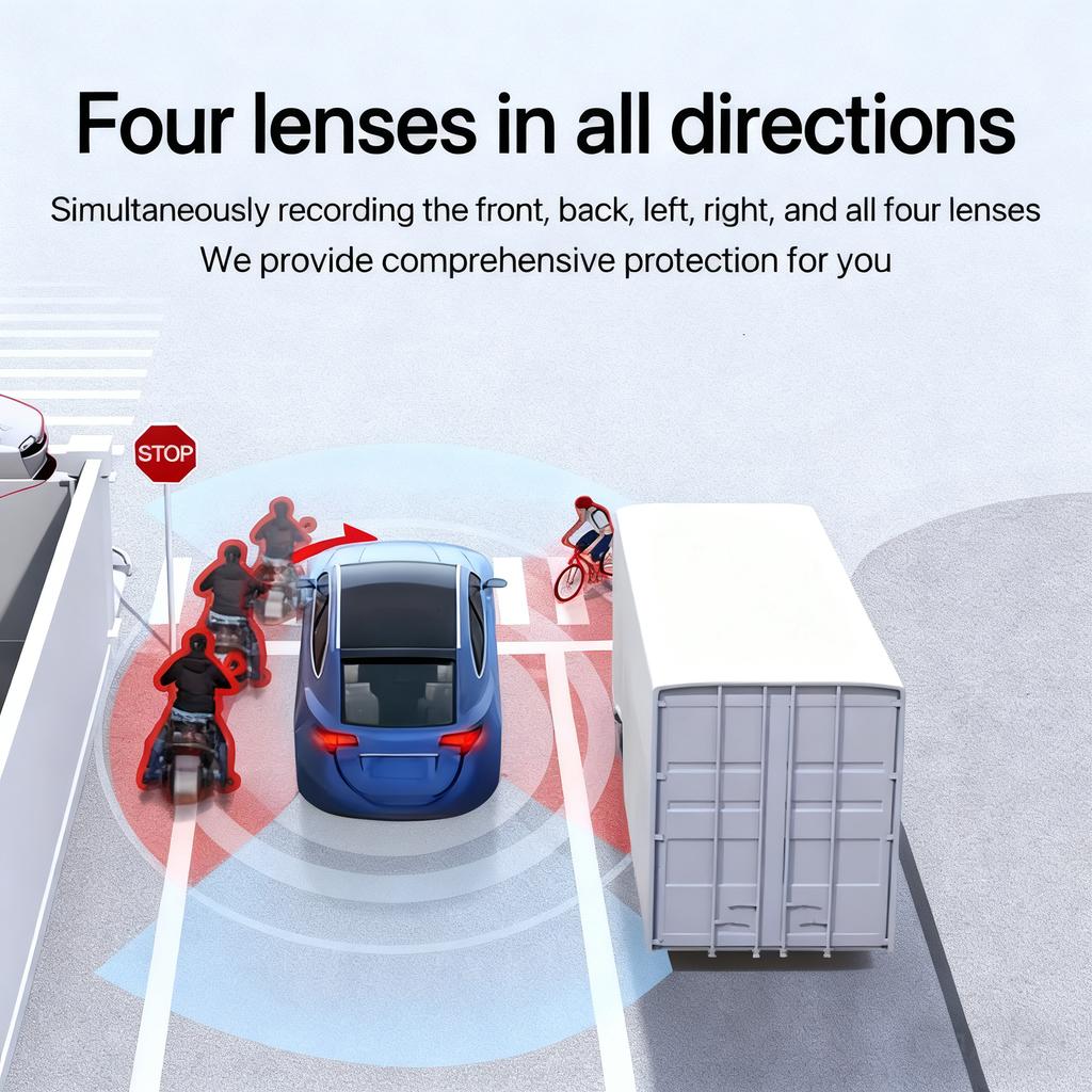 360° Dashcam Car Camera Recording Wifi Wireless Webcam Way Video Recorder 1080P 24 Parking 4 Channel Car Black Box