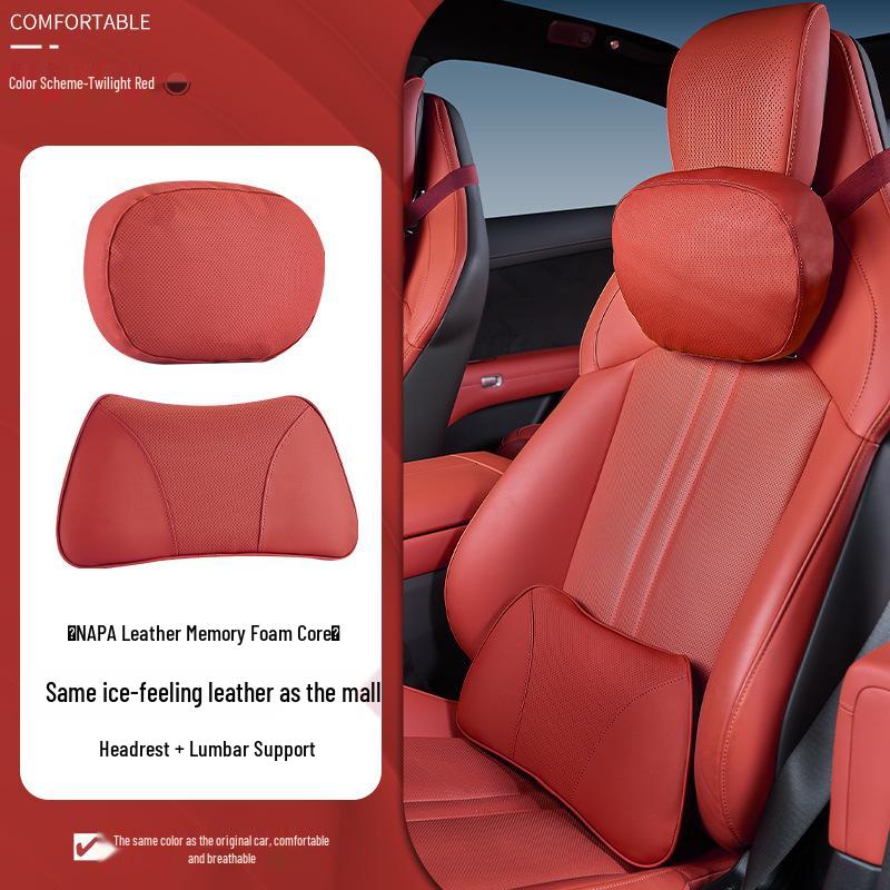 Xiaomi SU7/Ultra/YU7 Magnetic Headrest Neck & Lumbar Support Leather Cushion