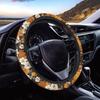 15inch Cow Sunflower Auto Steering Wheel Cover for Women Men Sunflower Lover,Brown Cowhide Steering Wheel Cover Protector Accessory Elastic and Anti