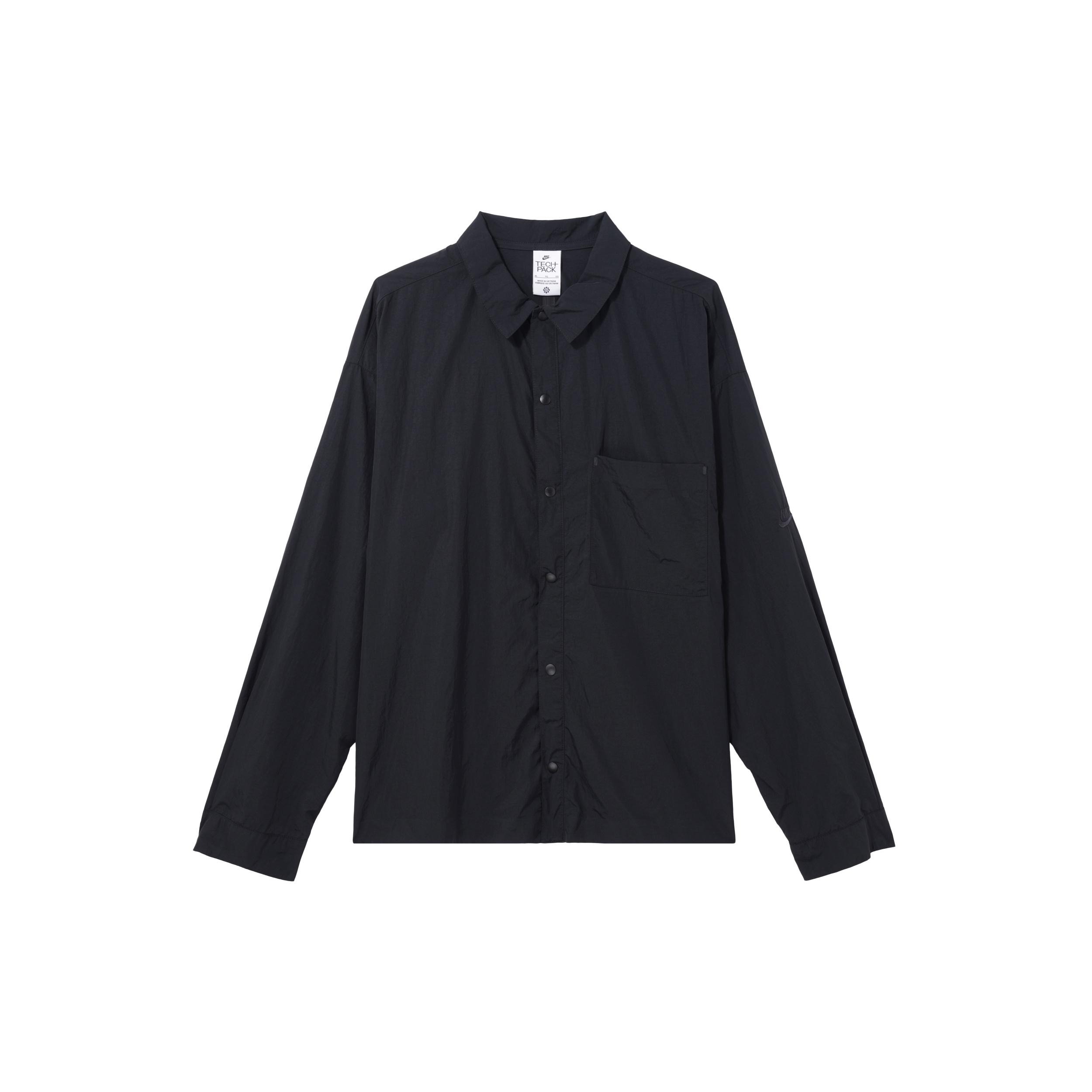 Nike Sportswear Tech Pack Woven Long-sleeve Shirt Black Men s DX0206-010 L