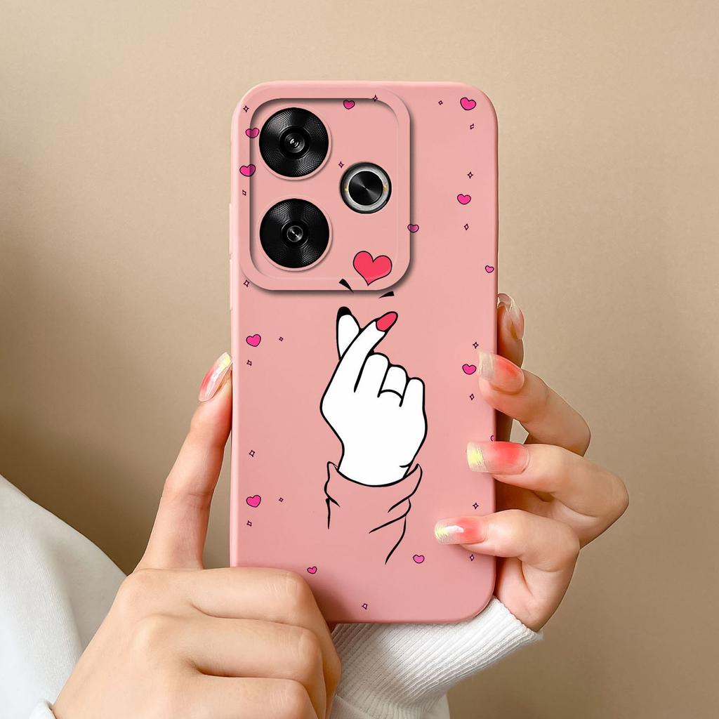 For Poco F6 Pro Phone Case Simple Heart Cover Liquid Silicone Camera Protection Cases For Xiaomi Poco F 6 Soft ShockProof Funda