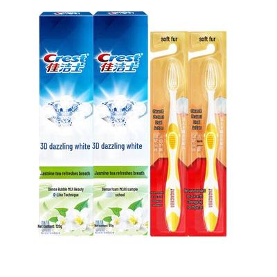 Crest 3D White Jasmine Tea Fresh Toothpaste Twin Pack with Toothbrushes