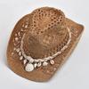 Summer Shell Beach Straw Hat Hand Woven Rope Unisex Bohemian Style Western Cowboy Hollow Holiday Sun Hat Panama Feminino