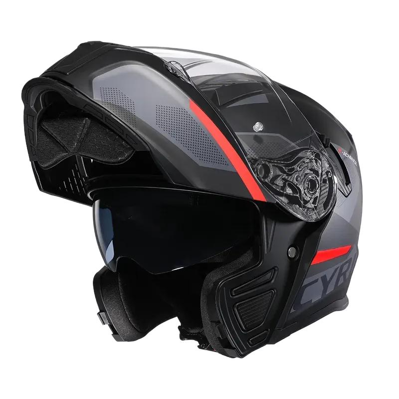 Kask motocyklowy z podwójnym wizjerem, modułowy, podnoszony, pełnotwarzowy, dla dorosłych mężczyzn i kobiet, zatwierdzony DOT AH121
