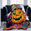 1pc Happy Pumpkin Halloween Blanket  Seasonal Universal Home Decorative Throw, Living Room, Travel, Camping, Car Blankets