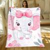 Cute Elephant Fleece Blanket Pink Bow Cartoon Animal Soft Flannel Throw Bed Cover Kids Nursery Decor Gift for Baby Girls