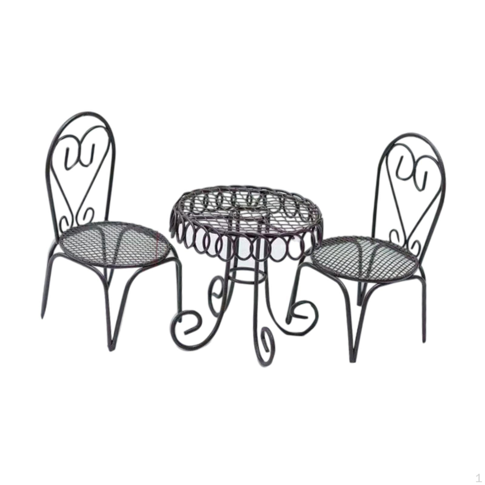 

Набор кукольной мебели Аксессуары для кукольного домика Миниатюрный стол Стулья Модель Декоративный Современный Реквизит для фото чёрный