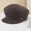 Literary striped beret female spring and autumn face small octagonal hat newsboy hat retro versatile painter hat tide