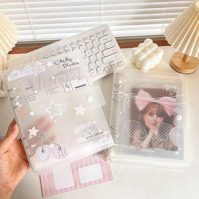 Loose-Leaf Ring Binder Notebook Ins Style Scrub PP Cover 1/10Pcs for School Office Study Journal Planning