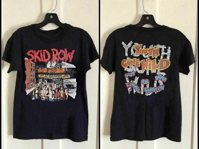 1989 Skid Row Youth Gone Wild 2 Side Cotton Black Unisex  S-5XL Unisex T-Shirt XXXL