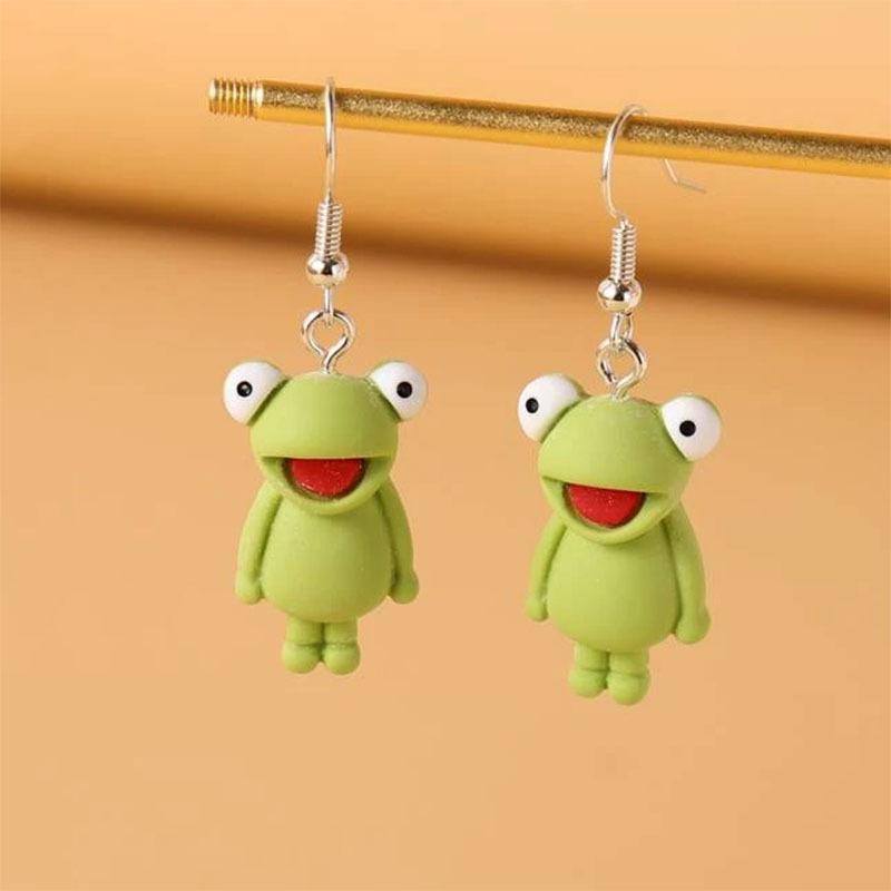 Funny Green Frog Stud Earrings For Women Cute Animal Frog Ear Clip Piercing Studs Y2k Aesthetics Jewelry Gifts