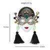 Blucome Große Vintage Beauty Face Broschen für Frauen Perle Strass Quaste Beauty Face Party Büro Brosche Pins Geschenke