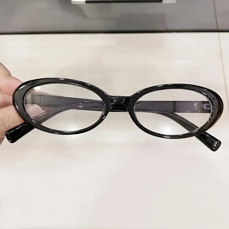 2pcs Oval Frame Women's Glasses Y2K Retro Narrow Shaped Glasses for Girls Solid Color Pos Flat Lenses Decorative Glasses