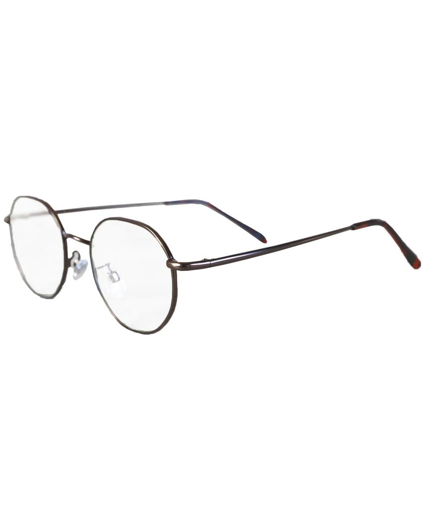 (Eight) Octagon (8-sided) Sunglasses for Men and Women, with Dedicated Case, Metal Frame, BrownClear F