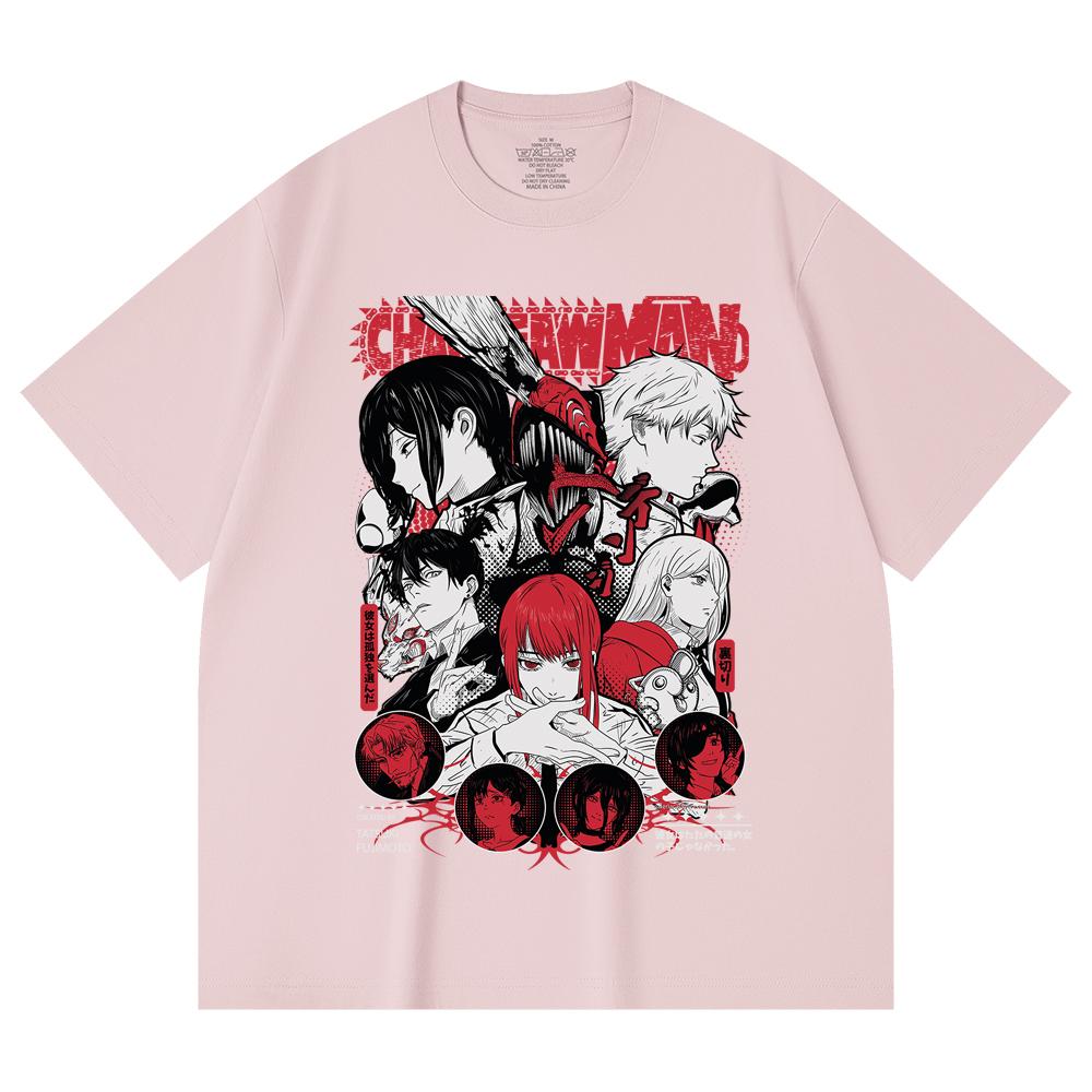230 Gsm 100% Cotton Chainsaw Man V60 Print Unisex Heavy Cotton T Shirt