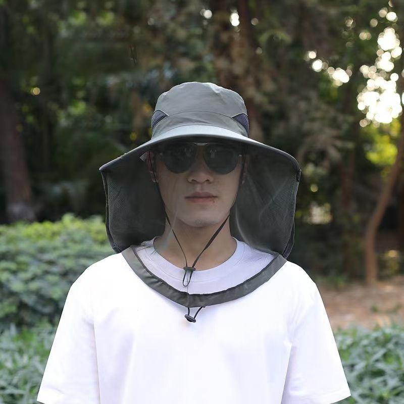Foldable Mosquito Hat With Hidden Net Mesh Repellent Bee Protection Casual Outdoor Sunscreen Fishing Cap Panama Hat