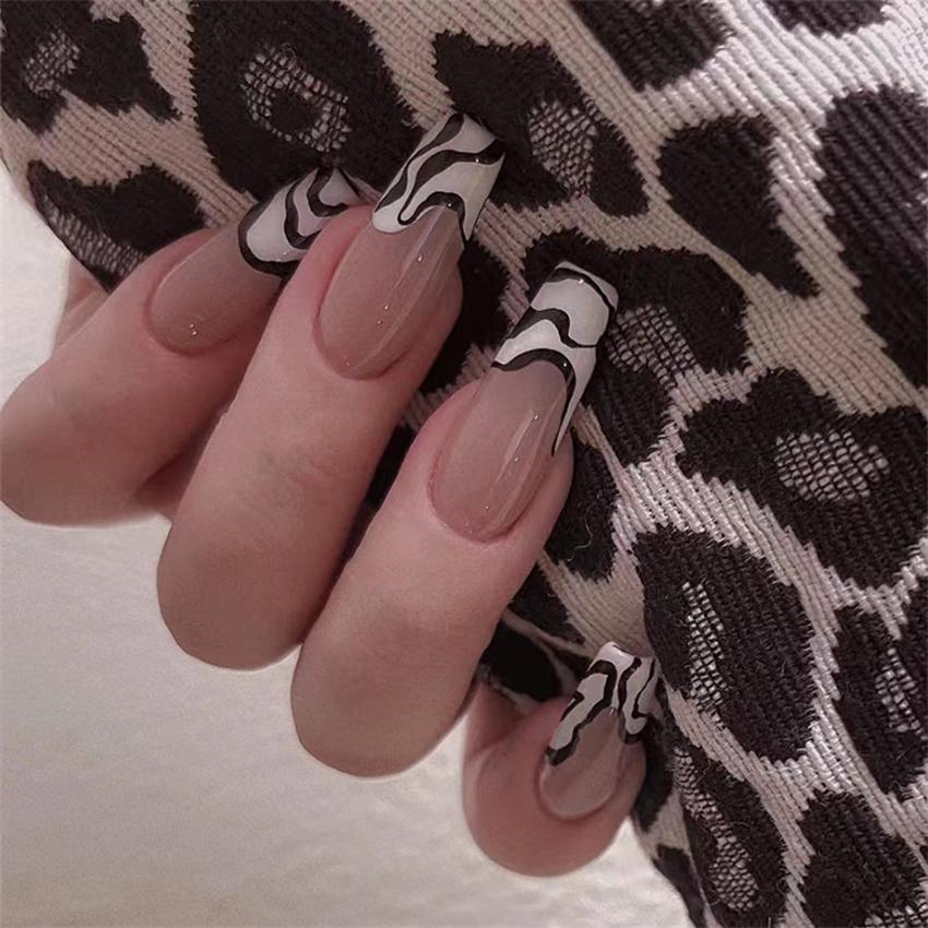 24Pcs Love Ballerina Press On Nails Set Full Cover Artificial Fake Nails Professional Adhesive Free False Nail Art