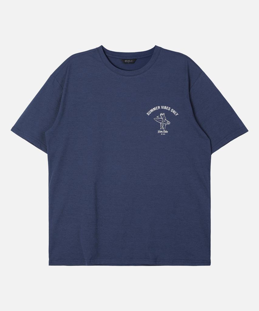 2ELA Unisex Surfing Bear Graphic Sorona Round Short Sleeve T-Shirt 6 Colors (Type A)