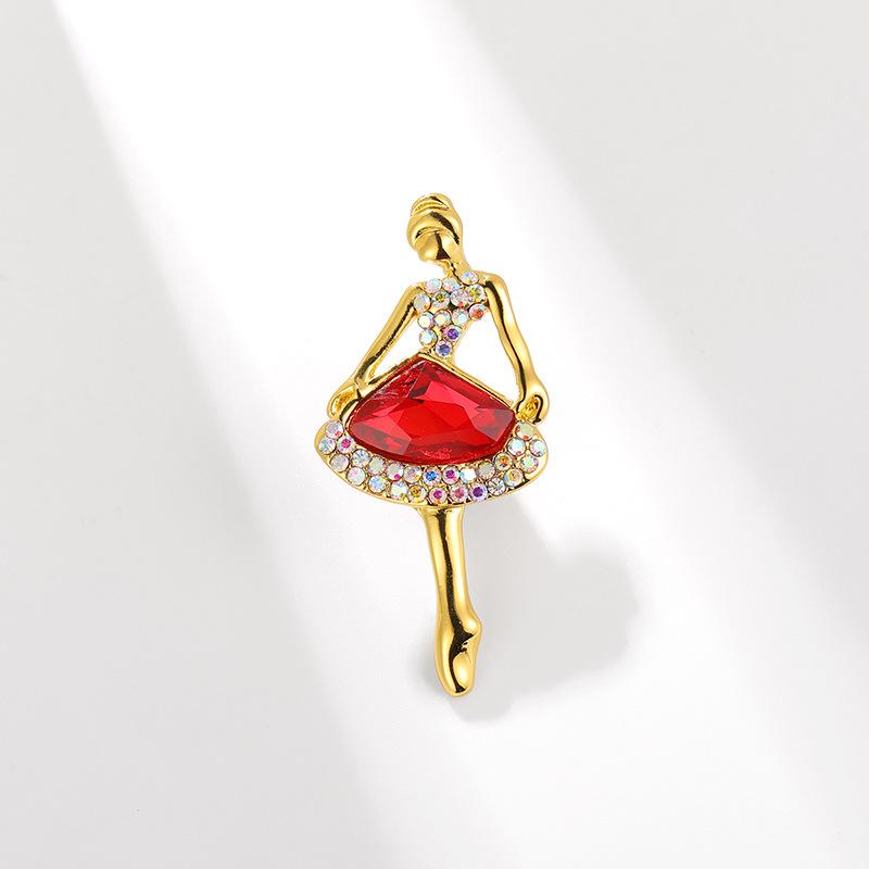 Elegant Ballet Girl Crystal Brooch Rhinestone Lapel Pin Accessory